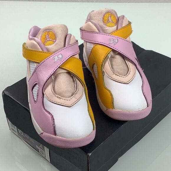 Jordan 8 Retro (TD) orange Pearl/LT Artic pink sneakers toddler size 10C EUC - Picture 2 of 16
